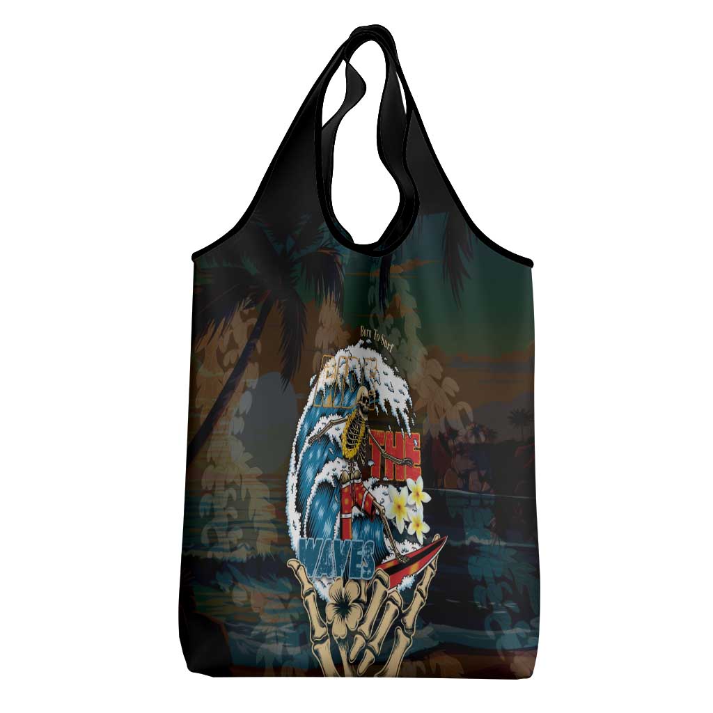 Aloha Hawaii Surfing Skull Grocery Bag Shaka Skeleton Ride The Waves - Polynesian Pride