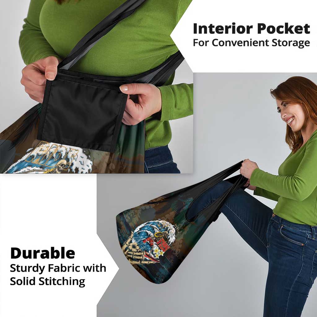 Aloha Hawaii Surfing Skull Grocery Bag Shaka Skeleton Ride The Waves - Polynesian Pride