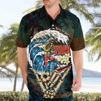 Aloha Hawaii Surfing Skull Hawaiian Shirt Shaka Skeleton Ride The Waves - Polynesian Pride