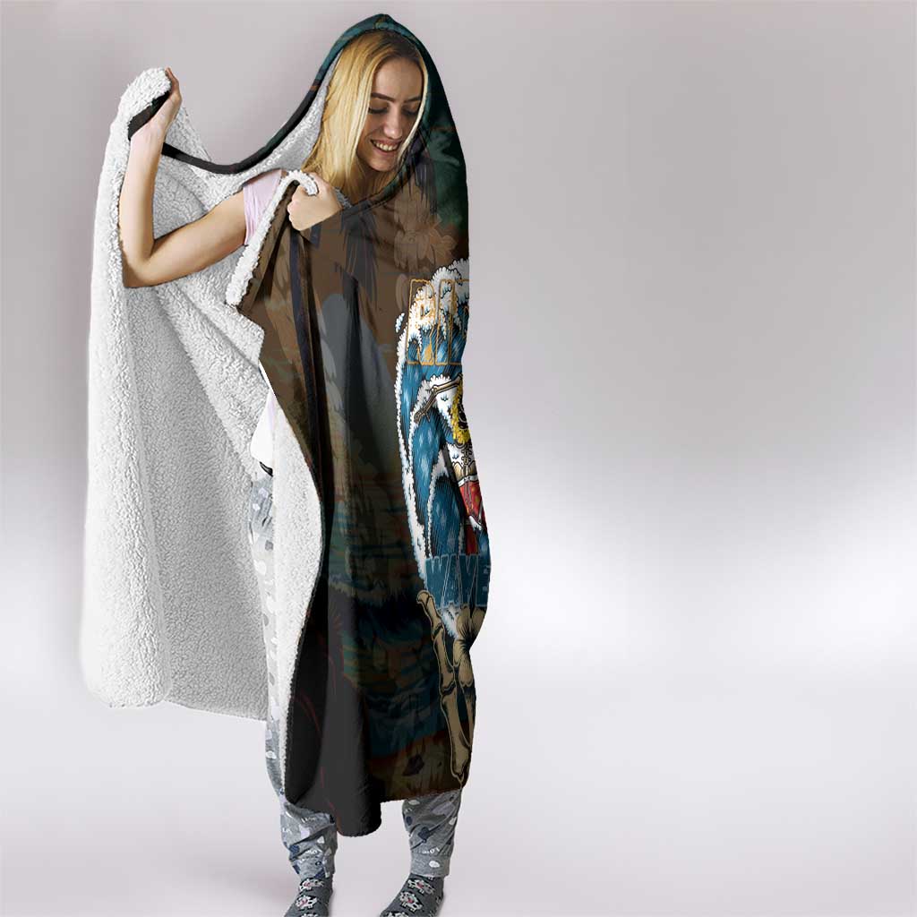 Aloha Hawaii Surfing Skull Hooded Blanket Shaka Skeleton Ride The Waves - Polynesian Pride