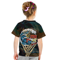 Aloha Hawaii Surfing Skull Kid T Shirt Shaka Skeleton Ride The Waves - Polynesian Pride