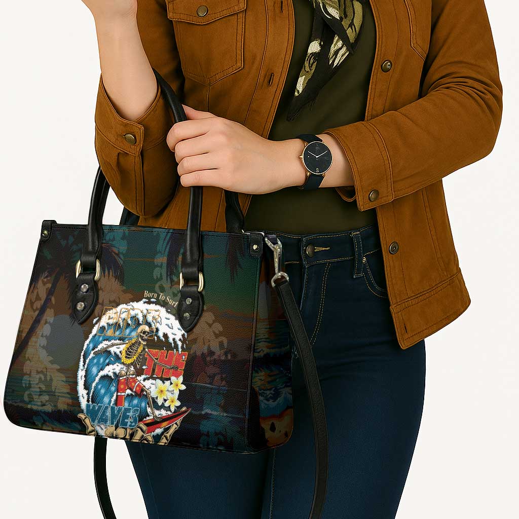 Aloha Hawaii Surfing Skull Leather Bag Shaka Skeleton Ride The Waves - Polynesian Pride