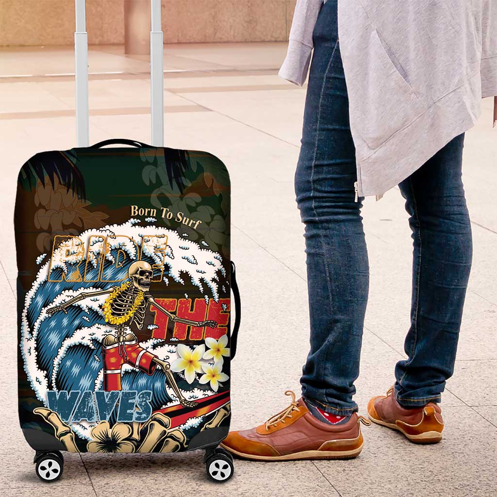 Aloha Hawaii Surfing Skull Luggage Cover Shaka Skeleton Ride The Waves - Polynesian Pride