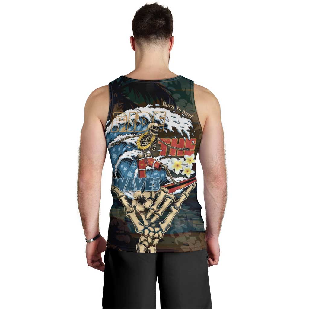 Aloha Hawaii Surfing Skull Men Tank Top Shaka Skeleton Ride The Waves - Polynesian Pride