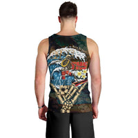 Aloha Hawaii Surfing Skull Men Tank Top Shaka Skeleton Ride The Waves - Polynesian Pride