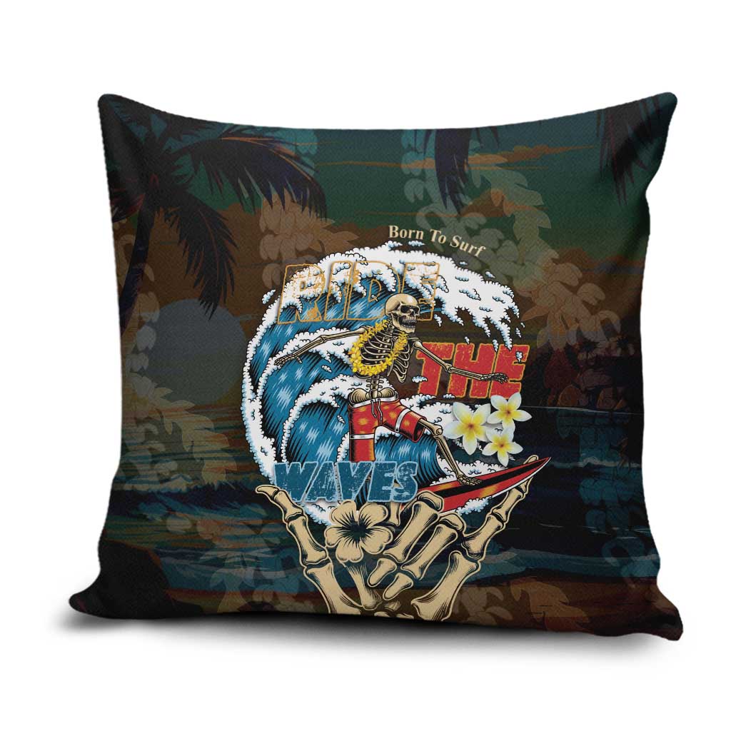 Aloha Hawaii Surfing Skull Pillow Cover Shaka Skeleton Ride The Waves - Polynesian Pride