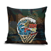 Aloha Hawaii Surfing Skull Pillow Cover Shaka Skeleton Ride The Waves - Polynesian Pride