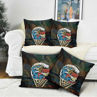 Aloha Hawaii Surfing Skull Pillow Cover Shaka Skeleton Ride The Waves - Polynesian Pride