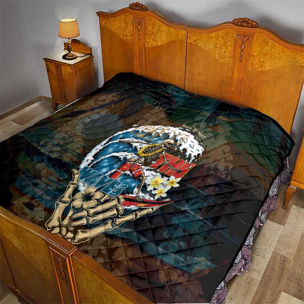 Aloha Hawaii Surfing Skull Quilt Shaka Skeleton Ride The Waves - Polynesian Pride