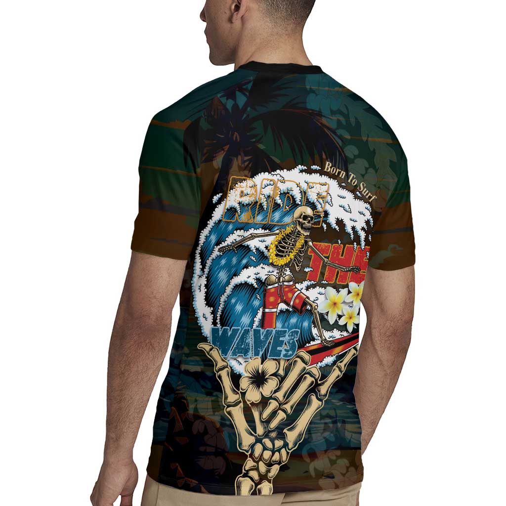 Aloha Hawaii Surfing Skull Rugby Jersey Shaka Skeleton Ride The Waves - Polynesian Pride