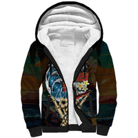 Aloha Hawaii Surfing Skull Sherpa Hoodie Shaka Skeleton Ride The Waves - Polynesian Pride