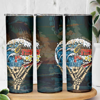 Aloha Hawaii Surfing Skull Skinny Tumbler Shaka Skeleton Ride The Waves - Polynesian Pride