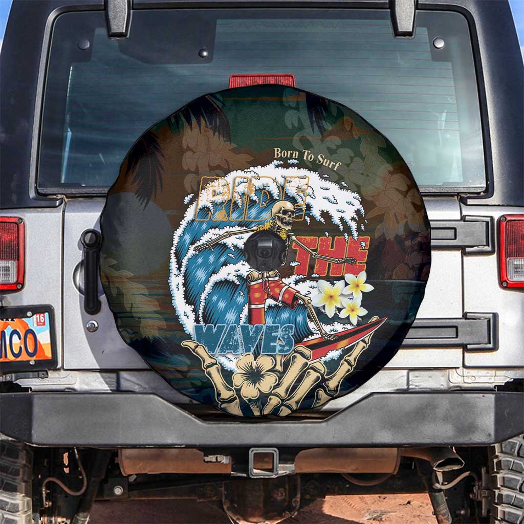 Aloha Hawaii Surfing Skull Spare Tire Cover Shaka Skeleton Ride The Waves - Polynesian Pride