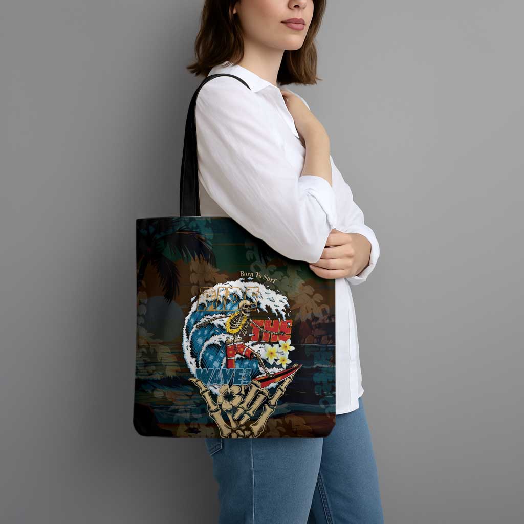 Aloha Hawaii Surfing Skull Tote Bag Shaka Skeleton Ride The Waves - Polynesian Pride