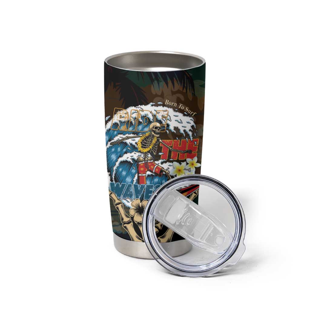 Aloha Hawaii Surfing Skull Tumbler Cup Shaka Skeleton Ride The Waves - Polynesian Pride