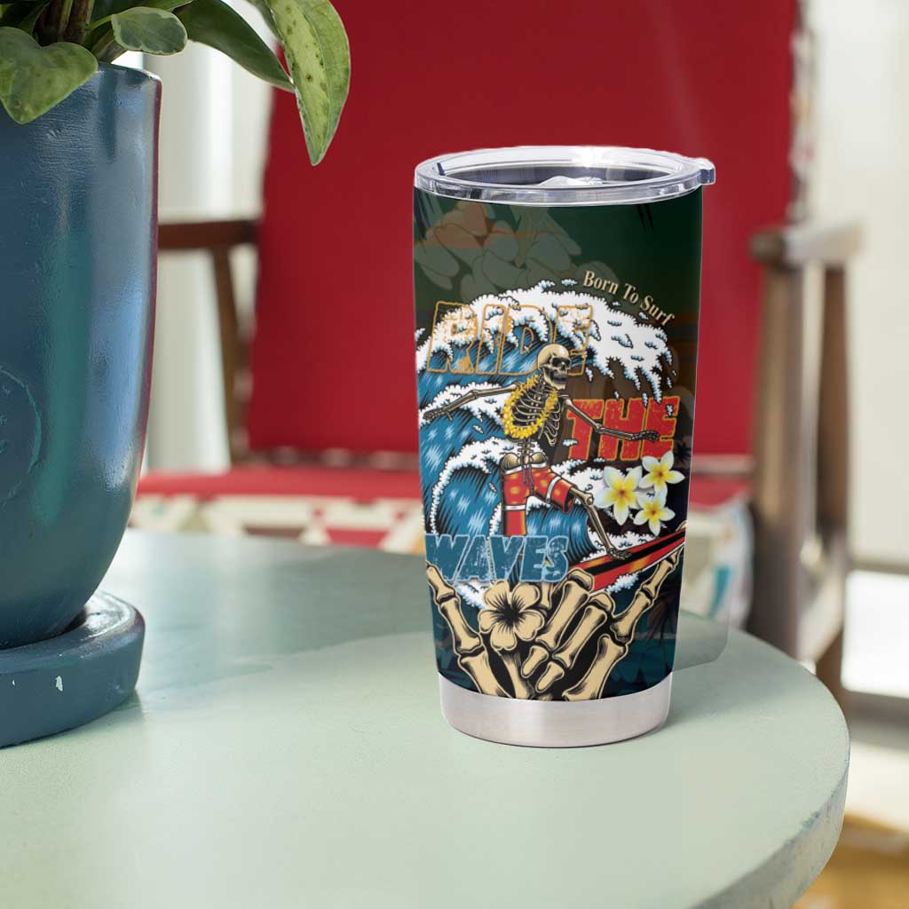 Aloha Hawaii Surfing Skull Tumbler Cup Shaka Skeleton Ride The Waves - Polynesian Pride