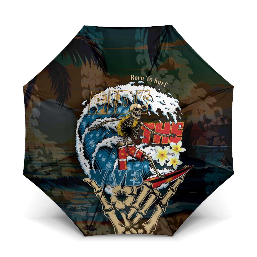 Aloha Hawaii Surfing Skull Umbrella Shaka Skeleton Ride The Waves - Polynesian Pride