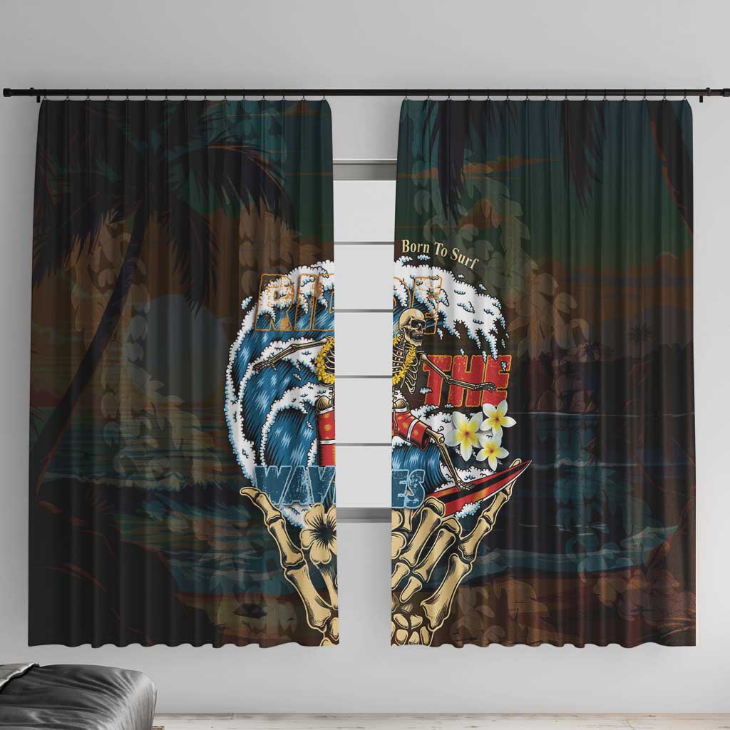 Aloha Hawaii Surfing Skull Window Curtain Shaka Skeleton Ride The Waves - Polynesian Pride