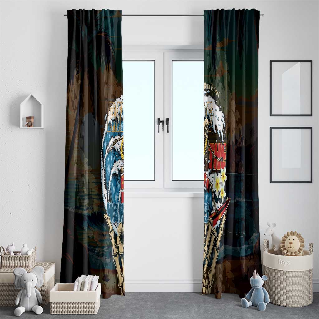 Aloha Hawaii Surfing Skull Window Curtain Shaka Skeleton Ride The Waves - Polynesian Pride