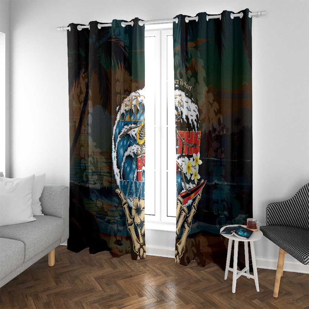 Aloha Hawaii Surfing Skull Window Curtain Shaka Skeleton Ride The Waves - Polynesian Pride