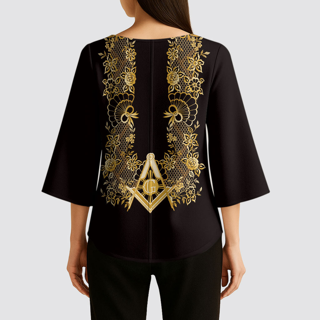 Personalised Filipino Freemasonry Kimono Sleeve Blouse Masonic Barong Tagalog Inspired Ivory White LT14 - Polynesian Pride
