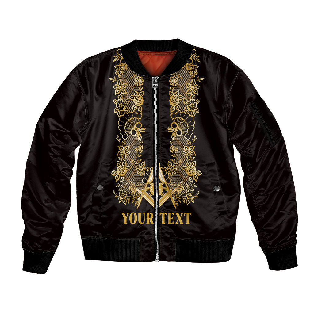 Personalised Filipino Freemasonry Sleeve Zip Bomber Jacket Masonic Barong Tagalog Inspired Ivory White LT14 Unisex Ivory White - Polynesian Pride