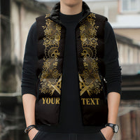 Personalised Filipino Freemasonry Sleeveless Puffer Jacket Masonic Barong Tagalog Inspired Ivory White LT14 - Polynesian Pride