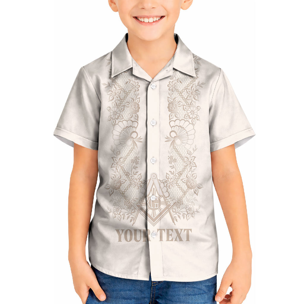 Personalised Filipino Freemasonry Kid Hawaiian Shirt Masonic Barong Tagalog Inspired Black LT14 Kid Black - Polynesian Pride