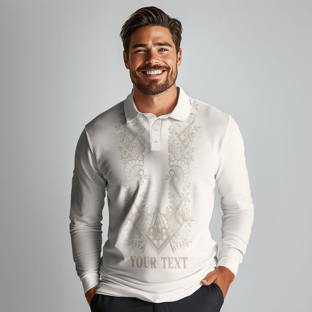 Personalised Filipino Freemasonry Long Sleeve Polo Shirt Masonic Barong Tagalog Inspired Black LT14 - Polynesian Pride