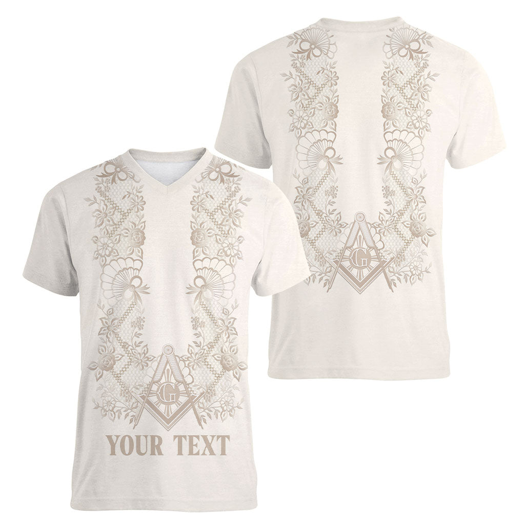 Personalised Filipino Freemasonry Women V-Neck T-Shirt Masonic Barong Tagalog Inspired Black LT14 - Polynesian Pride