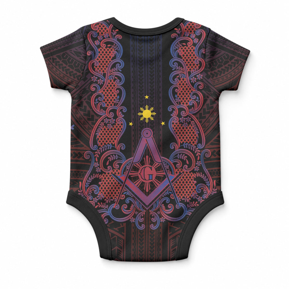 Personalised Philippines Barong Tagalog Freemasonry Baby Onesie Filipino Masonic Polynesian Pattern