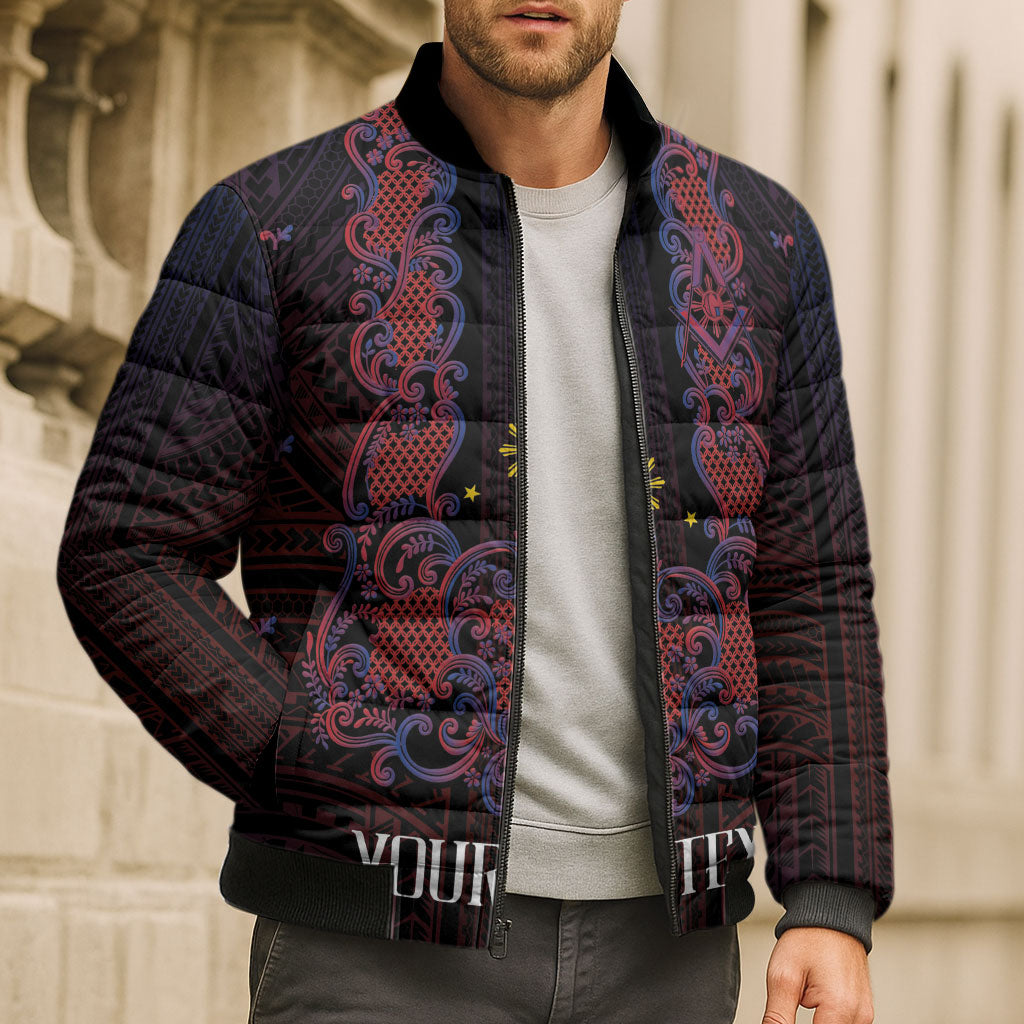 Personalised Philippines Barong Tagalog Freemasonry Bomber Puffer Jacket Filipino Masonic Polynesian Pattern LT14 - Polynesian Pride