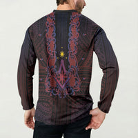 Personalised Philippines Barong Tagalog Freemasonry Button Sweatshirt Filipino Masonic Polynesian Pattern LT14 - Polynesian Pride