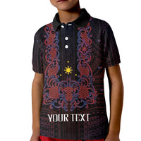Personalised Philippines Barong Tagalog Freemasonry Kid Polo Shirt Filipino Masonic Polynesian Pattern LT14 Kid Black - Polynesian Pride