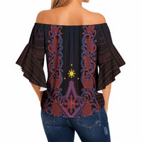 Personalised Philippines Barong Tagalog Freemasonry Off Shoulder Wrap Waist Top Filipino Masonic Polynesian Pattern LT14 - Polynesian Pride