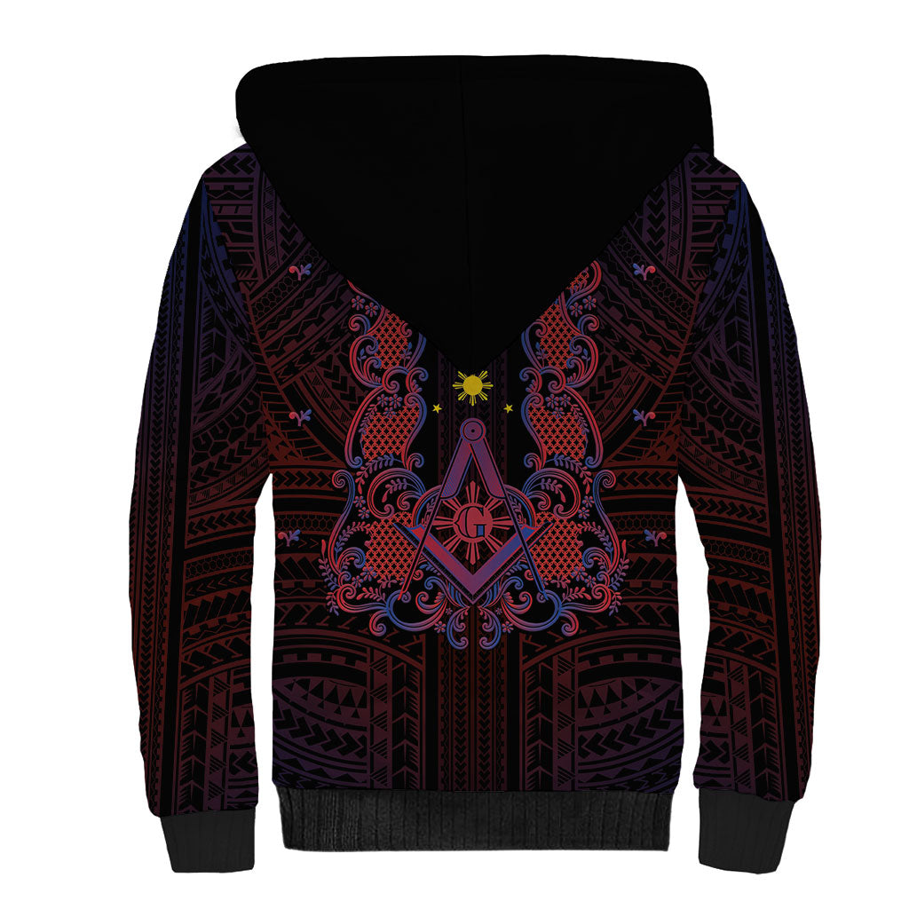 Personalised Philippines Barong Tagalog Freemasonry Sherpa Hoodie Filipino Masonic Polynesian Pattern LT14 - Polynesian Pride