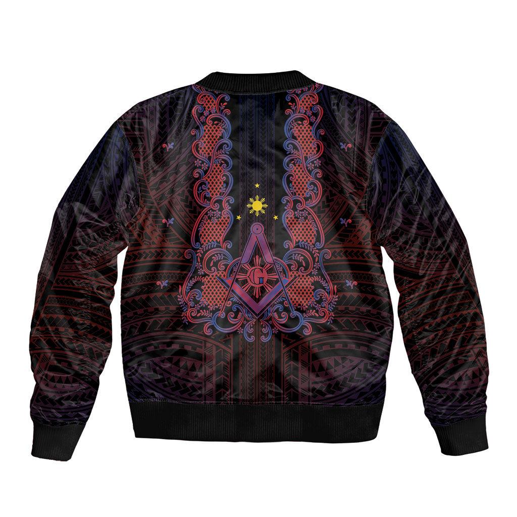 Personalised Philippines Barong Tagalog Freemasonry Sleeve Zip Bomber Jacket Filipino Masonic Polynesian Pattern LT14 - Polynesian Pride