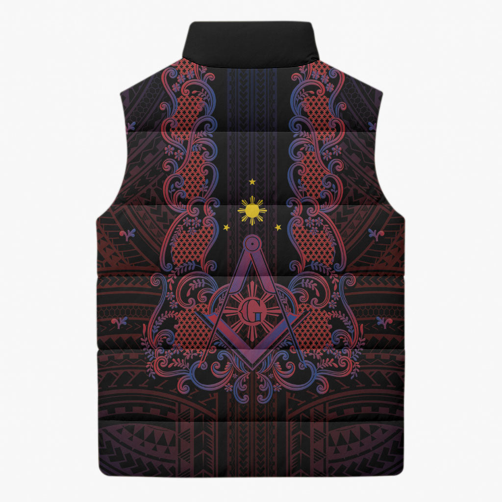 Personalised Philippines Barong Tagalog Freemasonry Sleeveless Puffer Jacket Filipino Masonic Polynesian Pattern LT14 - Polynesian Pride