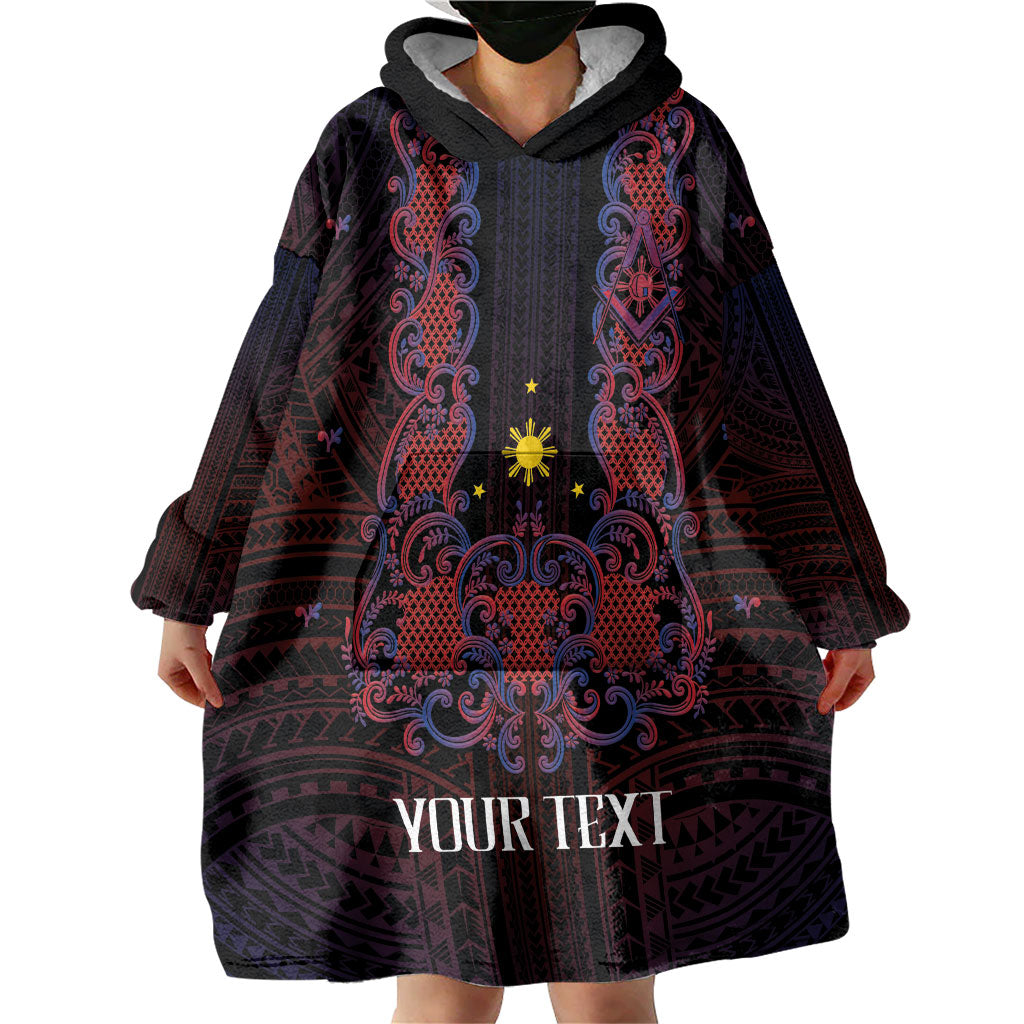 Personalised Philippines Barong Tagalog Freemasonry Wearable Blanket Hoodie Filipino Masonic Polynesian Pattern LT14 - Polynesian Pride