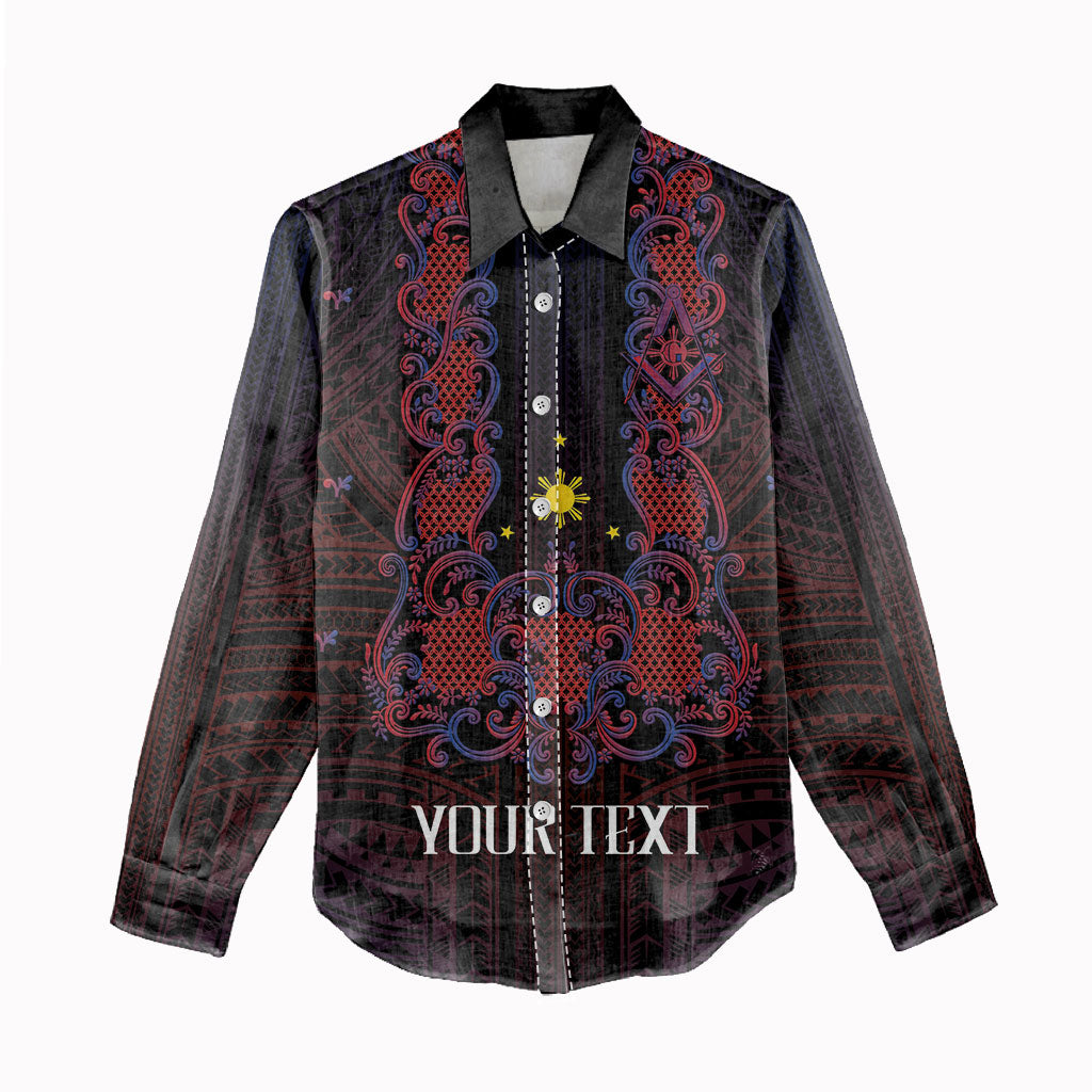 Personalised Philippines Barong Tagalog Freemasonry Women Casual Shirt Filipino Masonic Polynesian Pattern LT14 - Polynesian Pride