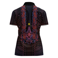Personalised Philippines Barong Tagalog Freemasonry Women Polo Shirt Filipino Masonic Polynesian Pattern LT14 - Polynesian Pride