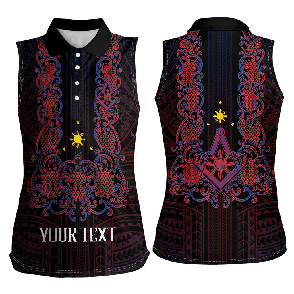 Personalised Philippines Barong Tagalog Freemasonry Women Sleeveless Polo Shirt Filipino Masonic Polynesian Pattern LT14 - Polynesian Pride