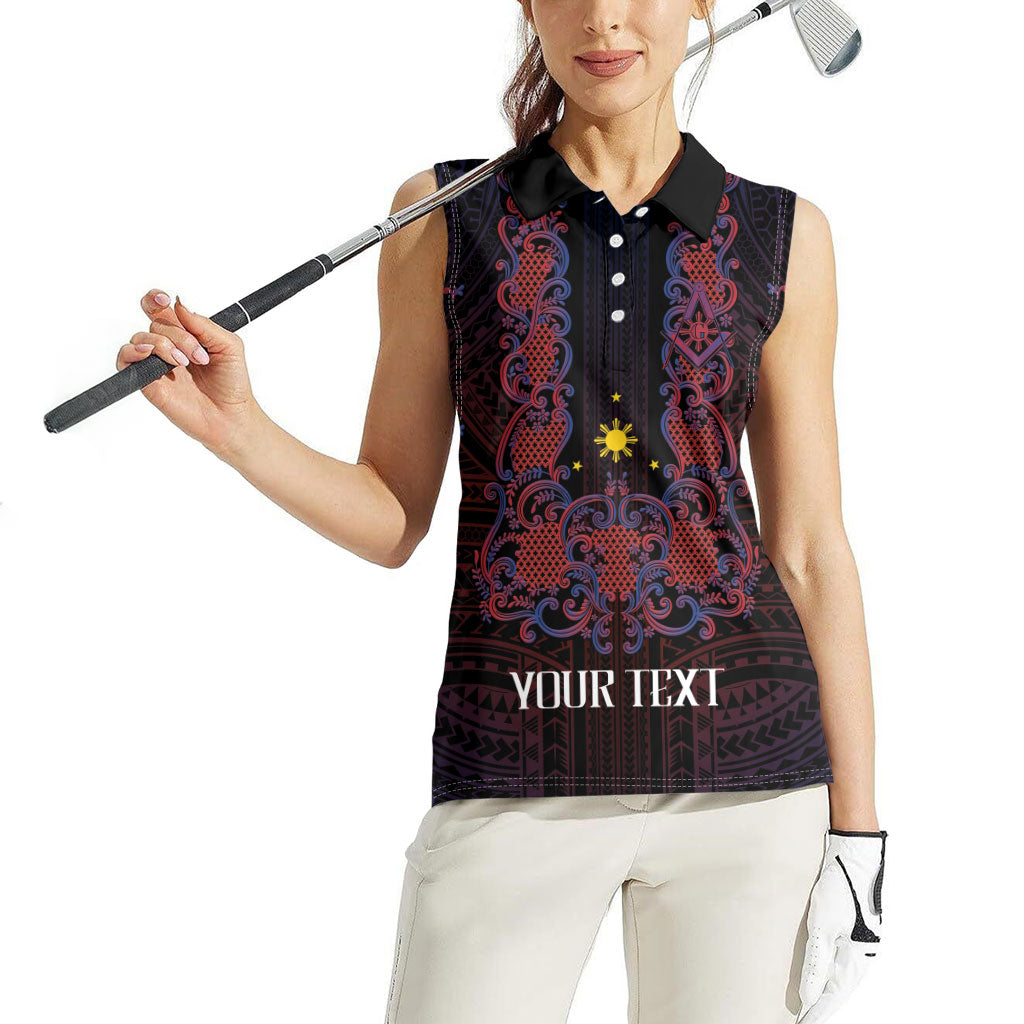 Personalised Philippines Barong Tagalog Freemasonry Women Sleeveless Polo Shirt Filipino Masonic Polynesian Pattern LT14 - Polynesian Pride