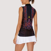 Personalised Philippines Barong Tagalog Freemasonry Women Sleeveless Polo Shirt Filipino Masonic Polynesian Pattern LT14 - Polynesian Pride