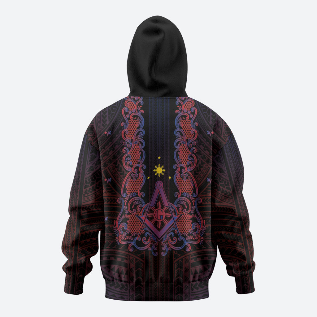 Personalised Philippines Barong Tagalog Freemasonry Zip Hoodie Filipino Masonic Polynesian Pattern LT14 - Polynesian Pride