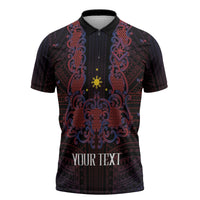 Personalised Philippines Barong Tagalog Freemasonry Zipper Polo Shirt Filipino Masonic Polynesian Pattern LT14 Black - Polynesian Pride