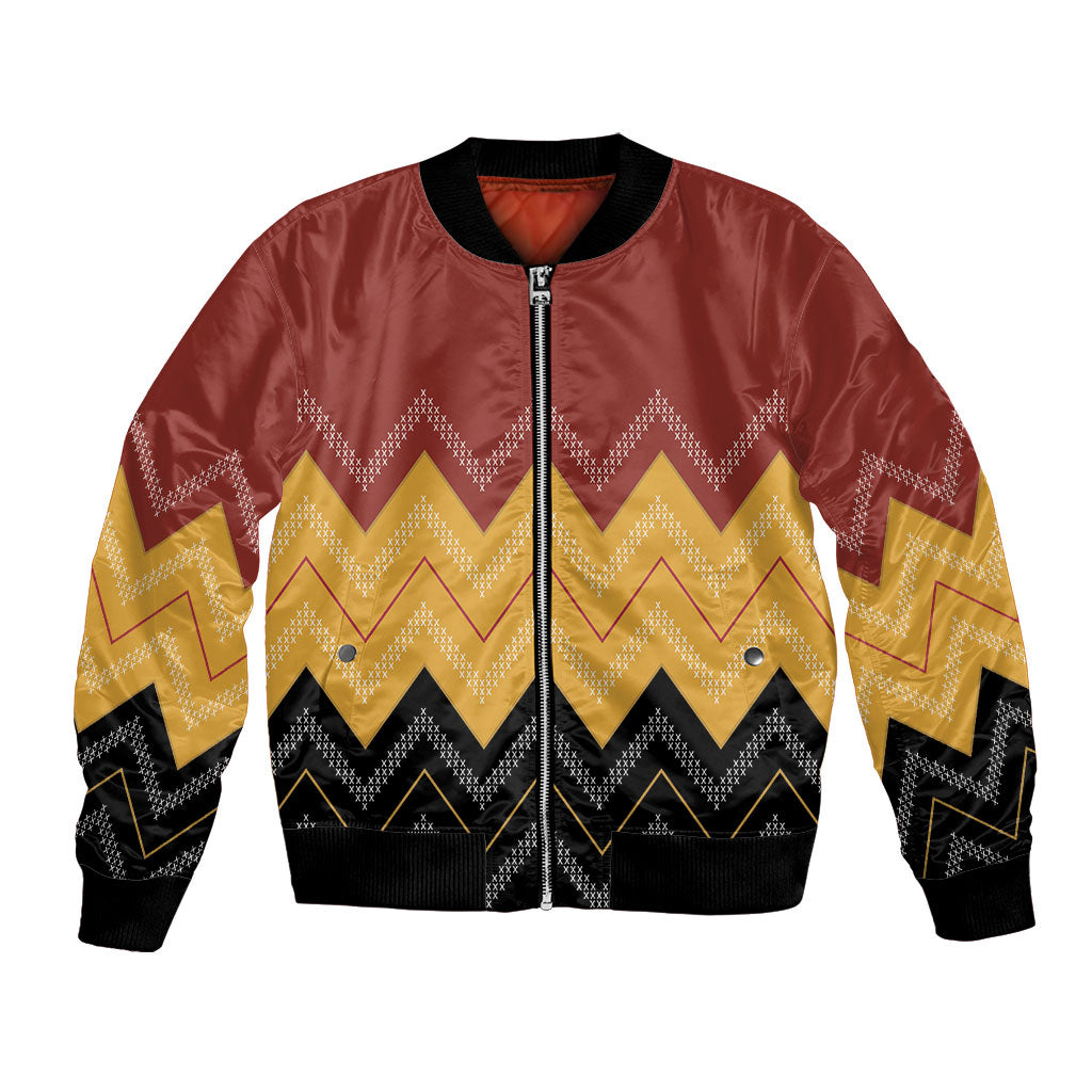 Kaokao Maori Tukutuku Inspired New Zealand Bomber Jacket LT14 Unisex Multicolor - Polynesian Pride