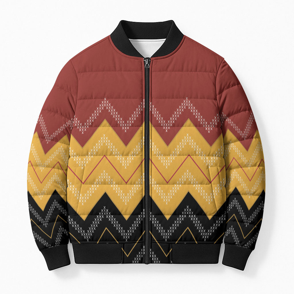 Kaokao Maori Tukutuku Inspired New Zealand Bomber Puffer Jacket LT14 Unisex Multicolor - Polynesian Pride