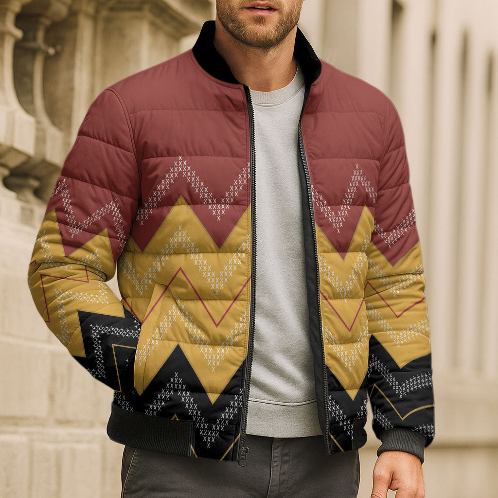 Kaokao Maori Tukutuku Inspired New Zealand Bomber Puffer Jacket LT14 - Polynesian Pride