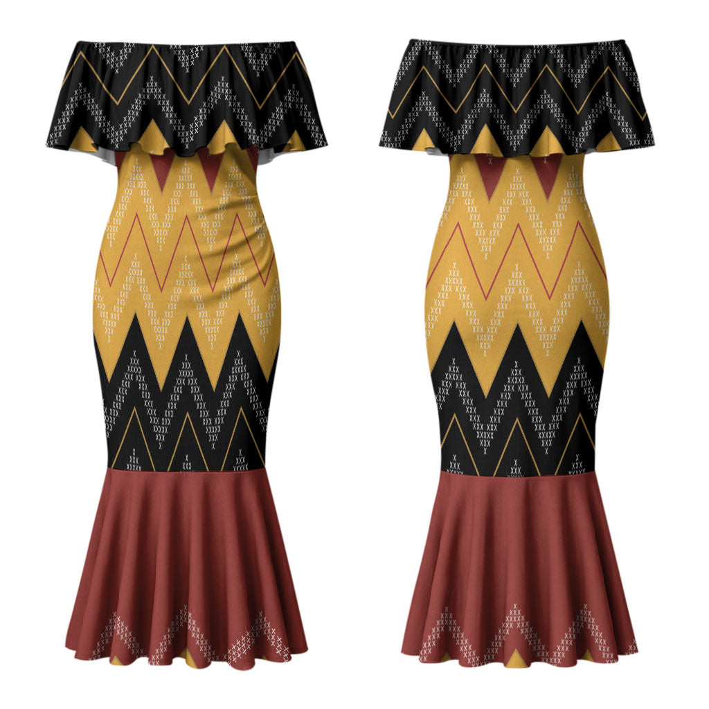 Kaokao Maori Tukutuku Inspired New Zealand Couples Matching Mermaid Dress and Hawaiian Shirt LT14 - Polynesian Pride